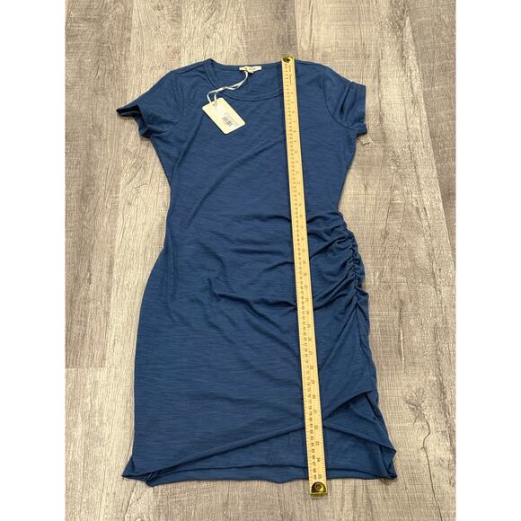 New With Tags! La Miel Only Ruched Small Mini Dress Color Carbon Blue Super Cute - Picture 4 of 6